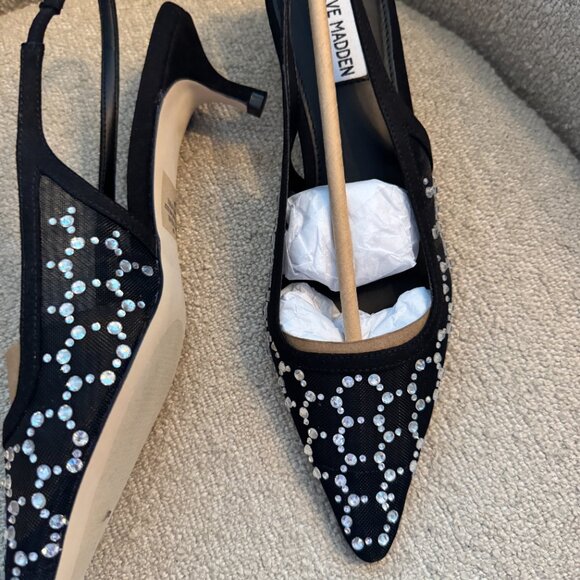👠 NEVER WORN - Steve Madden Kari Crystal Slingbacks - SIZE 8 - Picture 3 of 4